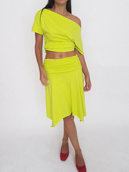 QUINCE SKIRT / lime