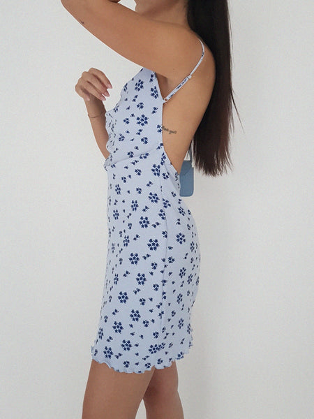 AMORE DRESS SHORT// blue flower