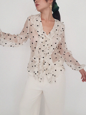 MESH POLKA BLOUSE