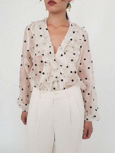 MESH POLKA BLOUSE
