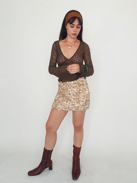 SEQUIN SKIRT // camel