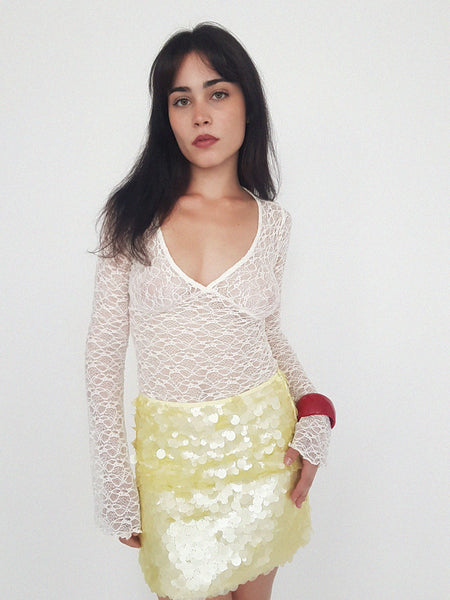 SEQUIN SKIRT // yellow