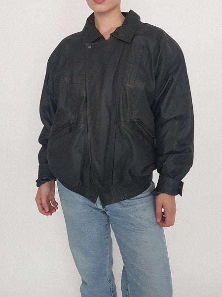 BOMBER LEATHER COAT