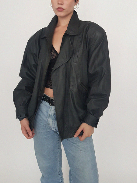 BOMBER LEATHER COAT