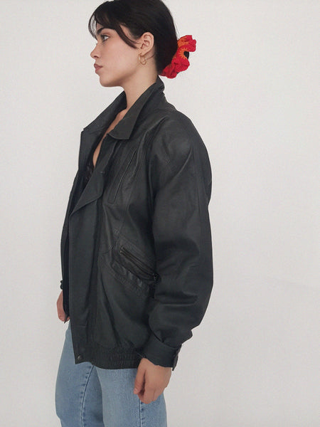 BOMBER LEATHER COAT
