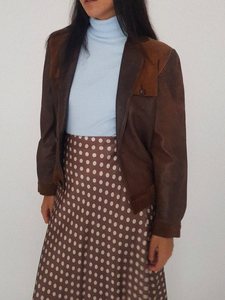 SHINNING SKIRT // BROWN POLKA