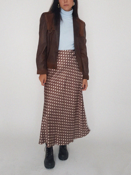 SHINNING SKIRT // BROWN POLKA