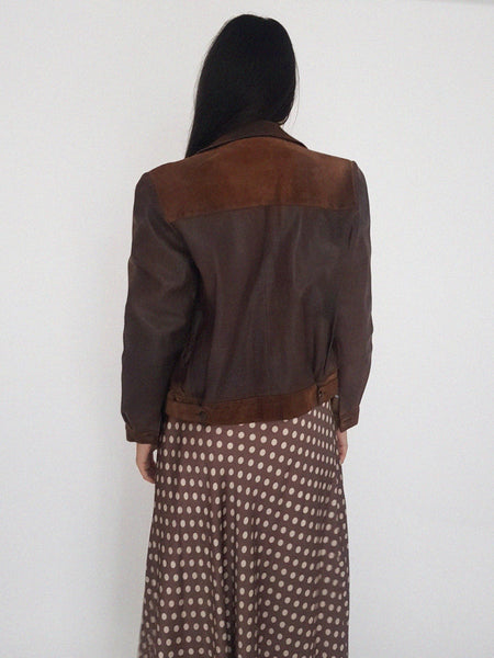 SHINNING SKIRT // BROWN POLKA