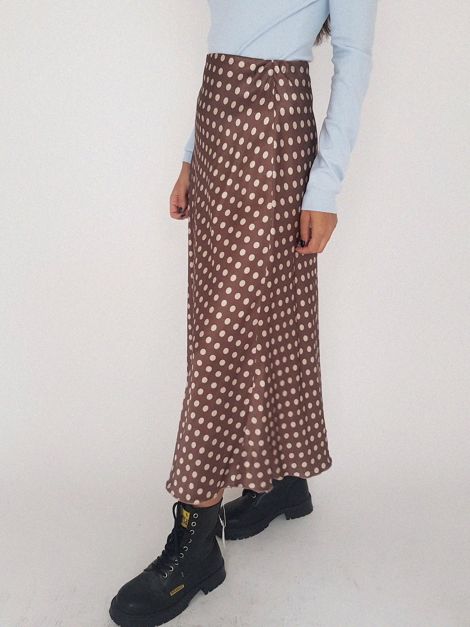 SHINNING SKIRT // BROWN POLKA