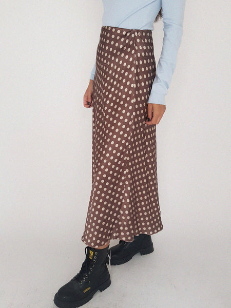 SHINNING SKIRT // BROWN POLKA