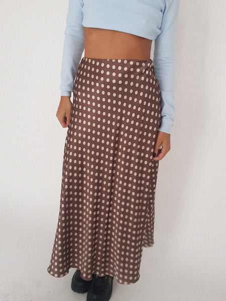 SHINNING SKIRT // BROWN POLKA