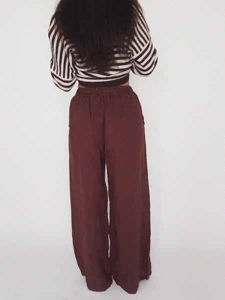WIDE LEG BROWN // 100% LINEN