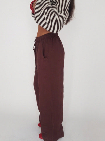 WIDE LEG BROWN // 100% LINEN
