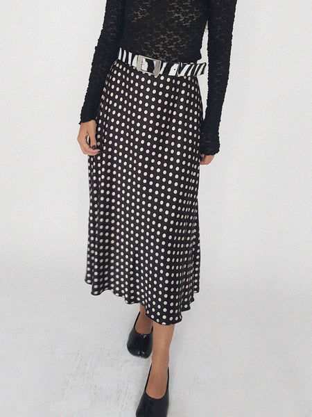 SHINNING SKIRT // BLACK POLKA