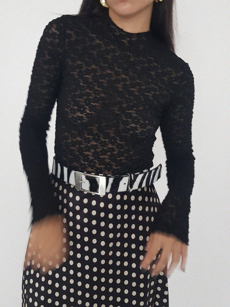 FLOWER TURTLENECK // black