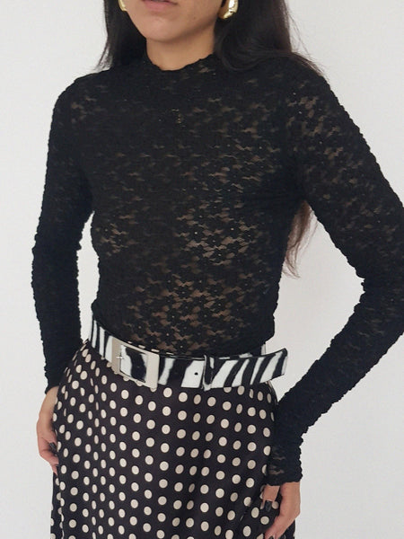 SHINNING SKIRT // BLACK POLKA