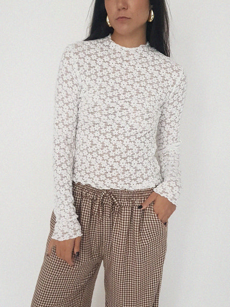 FLOWER TURTLENECK // white