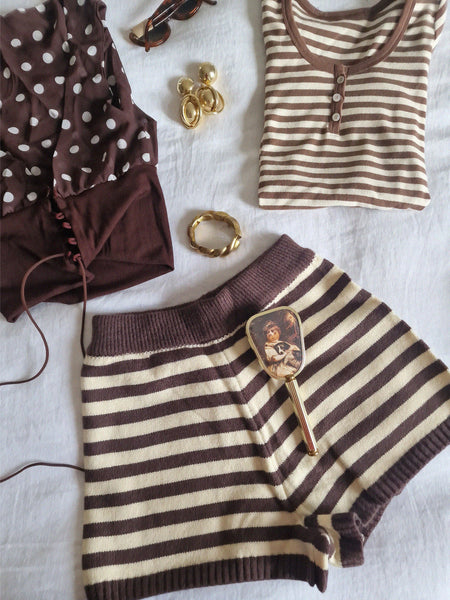 KNIT STRIPES SHORTS
