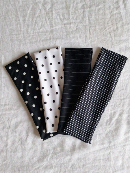 HEADBAND // black polka and stripes