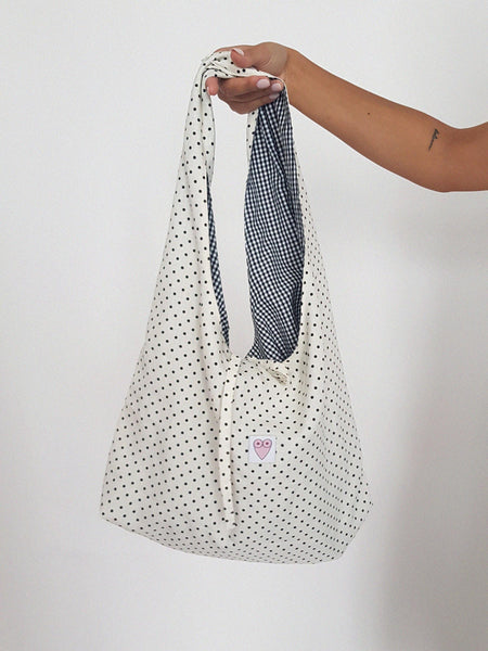 MERMAID BAG // handmade reversible polka