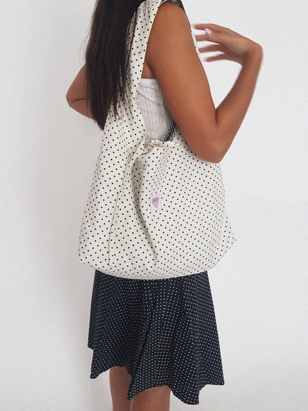 MERMAID BAG // handmade reversible polka