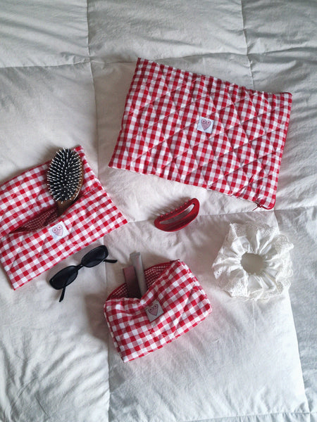 BEAUTY BAG red vichy // 4 sizes
