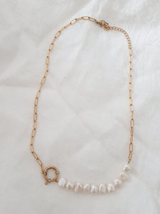 PEARL CHAIN NECKLACE  // stainless steal