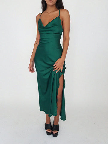 HANNA LONG DRESS GREEN // handmade