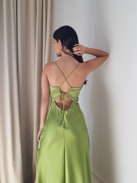 GREEN HANNA LONG DRESS // handmade